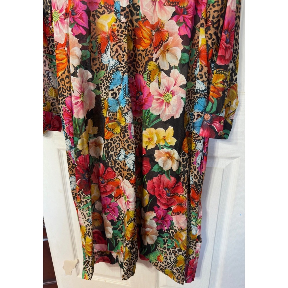Johnny Was Floral Leopard Butterfly Cotton Shirt Dress R32521C3 XL Multi-Color - Picture 5 of 9